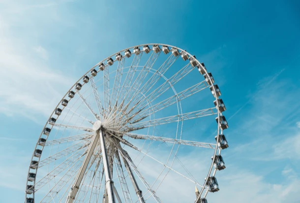 The London Eye with a clear blue sky